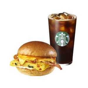 [스타벅스] [부드러운 간편한끼] 아이스 카페 아메리카노 T + 베이컨 체다 & 오믈렛 샌드위치