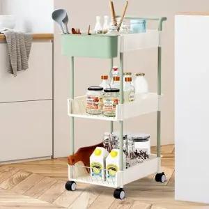 무빙트롤리 3단 이동수납장 바퀴트레이 세제선반 미니 트롤리수납함 탕비실정리함