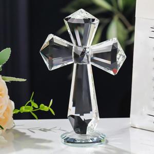 재미 있은 AB 컬러 크리스탈 장식 스탠딩 수제 기독교 공예 절묘한 십자가 인형 탁상 홈