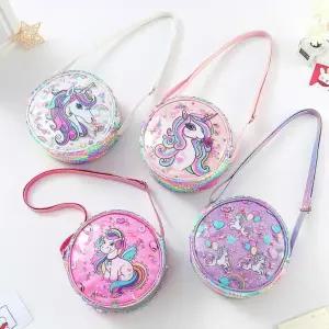 [지우프랜즈] 유아 아동 어린이 스팽글 파츠 유니콘 가방 크로스백 숄더백