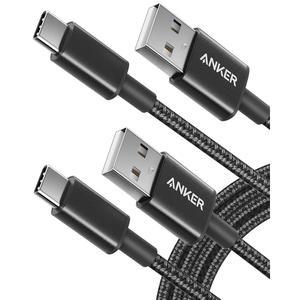 Anker USB 타입 C 케이블, [2팩, 6피트] 프리미엄 나일론 USB-A to USB-C 고속 충전 갤럭시 S10 / 노트 8,