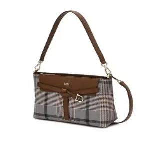 닥스 액세서리 25FW [에딘버러 체크] 브라운 빅 모던 체크 벨트장식 숄더 겸 크로스백 DCBA5F675W2