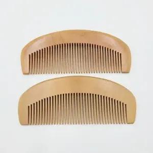 복숭아 나무 원목 한 소형 머리빗 반달형