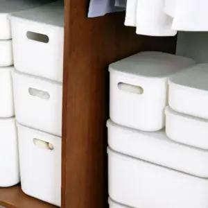 스토리지 바구니 화이트 소형 뚜껑 포함정리함 수납 플라스틱박스 다용도 소픔 물건 책상 다목적 서랍