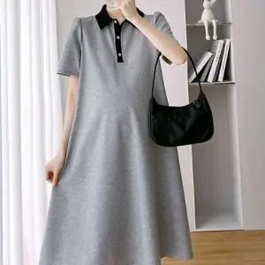 데일리 디자인 카라 단추 원피스 배색 임산부