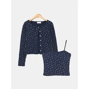 [하프클럽/엘케이트]엘케이트 여성 가디건 나시셋업 살안타템 플로랄 나시