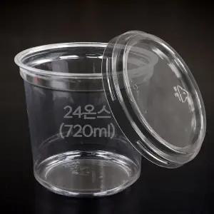[대성산업]117파이 24온스 (720ml) 페트컵 원형 델리컵+무타공 평리드 100개 세트