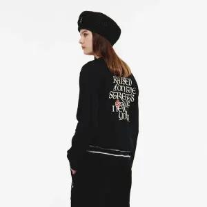 [캉골](의정부점)우먼스 플라워 레터링 세미오버핏 스웨트셔츠 1798 블랙