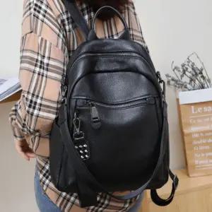 천연소가죽 고급 베이직 숄더겸용 백팩 여성 데일리