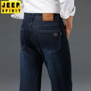 JEEP SPIRIT 가을 겨울 두꺼운 스트레이트 청바지 남성 루즈 청바지