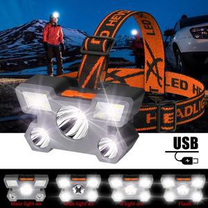 헤드랜턴 캠핑 낚시 하이킹을위한 충전식 이마 헤드 라이트 손전등과 2000mAh 강력한 COB LED 전조등 토치