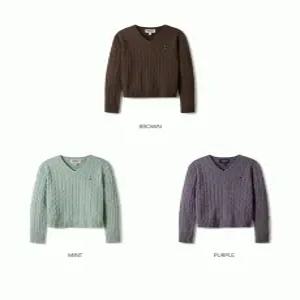 여성용 스티브 V넥 케이블 니트 Steve Cable VNeck Pull over_WHKAE4912FSG