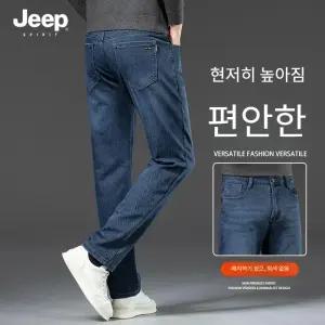 JEEP SPIRIT 가을 겨울 두꺼운 남성 청바지 루즈 스트레이트 비즈니스 바지