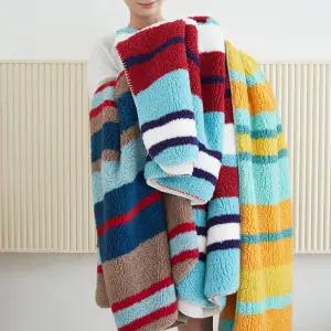 더보드라 스트라이프 플리스 블랭킷 극세사담요 캠핑담요