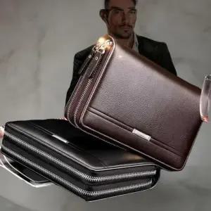 남성 클래식 더블지퍼 사각형 클러치백