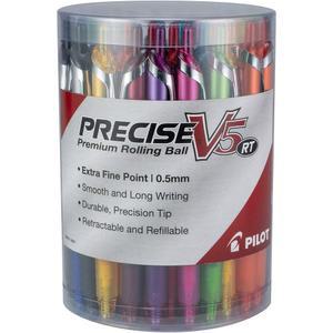 파일럿, 정밀 V5 RT 리필 및 접이식 롤링 볼펜, 엑스트라 파인 포인트 0.5mm, 다양한 색상, 48개