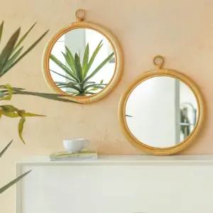 라탄 원형 거울 월행잉 벽걸이 인테리어