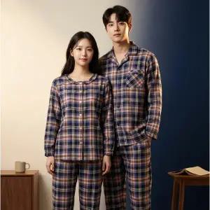 [롯데백화점]비비안 가볍고 따뜻한 면기모원단의 커플 잠옷세트 WP8870R MP8870A