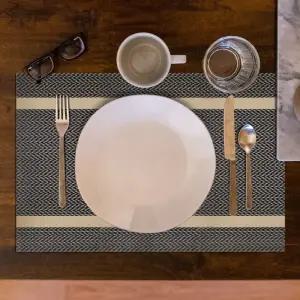 PVC 테이블 매트 스트라이프 브라운/주방/식탁/1인용/깔판/매트/메트/식사용/음식/받침/플레이팅/가정용