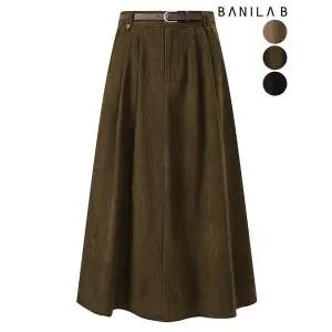 [하프클럽/바닐라비]여성 골덴 밴딩 롱스커트(벨트set)