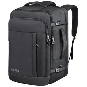 기우리 캐리 온 백팩, 50L 여행 러기지 백팩 TSA 비행 승인 노트북 남녀용, 대형 익스펜더블 백 40L 데이팩 경량 비즈니스 위켄더 백, 블랙