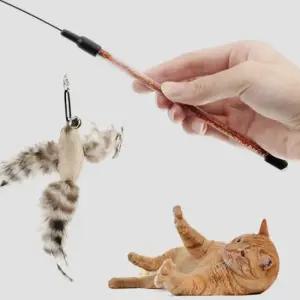와이어깃털 새 고양이 장난감 벨 재미 스틱 애완 동물 와이어깃털 새 고양이 벨 재미 동물