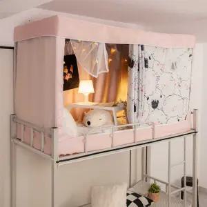 사각 방한텐트 2층 침대 암막 커튼 바람막이 모기장 텐트(190x90x110cm)+4면암막-그레이