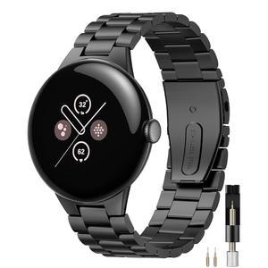 Google Pixel Watch 3 45mm 41mm 밴드, 갭 없음, 남성 비즈니스용 스테인리스 스틸 조절식 손목 밴드 교체 스트랩, 41mm/2/1에 호환되는 Miimall 금속