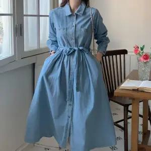 여자 봄 가을 겨울 카라 포켓 데님 롱원피스 간절기 핏이 예쁜 편한 나들이룩