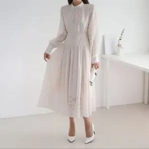 여성 레이스 셔링 반목 롱 원피스 모임룩 하객룩 오피스룩