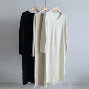 여자 봄 가을 겨울 부드러운 루즈핏 브이넥 니트 롱원피스