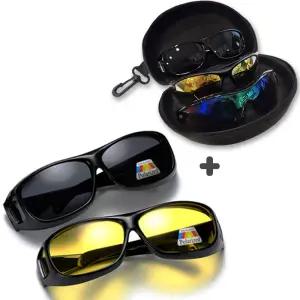 HD비전 편광선글라스 2종세트 휴대형 대형 케이스 고글 썬글라스 보관함 UV차단 스포츠고글 지퍼 안경집