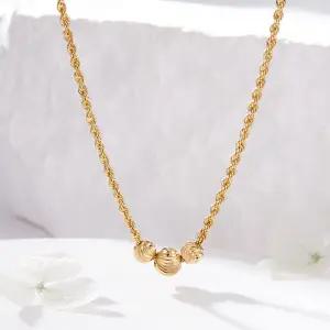 18K 라운딩 컷팅볼 이태리 체인 목걸이 JNN42164