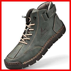 남성용 수제 가죽 캐주얼 신발 디자인 스니커즈 부츠 야외 통기성 가죽 신발 발목 부츠 통기성 보트