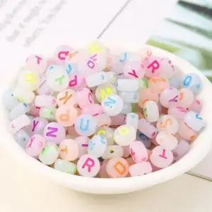 이니셜 원형 비즈 100p 팔찌 공예 재료 야광 형광 알파벳 영어 숫자 세트 부자재