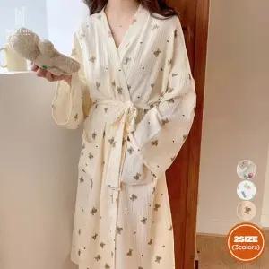 벨라도나 여성 간절기 홈웨어 목욕가운 파자마 긴팔 요루면 패턴 잠옷