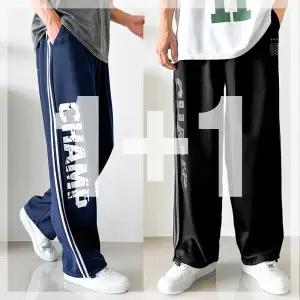 [원쁠원/당발] M챔프 2선 와이드팬츠 트레이닝바지 트랙 허리밴딩 통넓은 데일리 캐주얼 오버핏 남녀공용