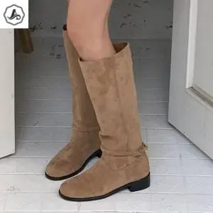 [애슬릿] 스웨이드 롱 부츠 여성 빅사이즈 바이커 통넓은