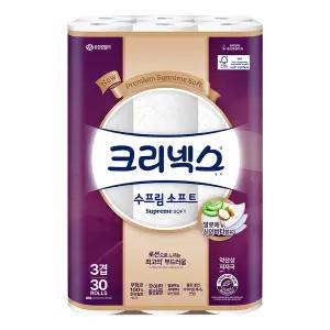 크리넥스 수프림 소프트 3겹 데코 30롤 1팩 화장지 휴지