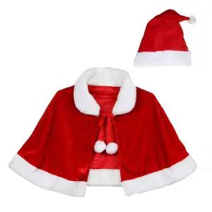 고급 크리스마스 산타 망토 + 모자 세트 행사 공연 교회 성가대 단체 대량