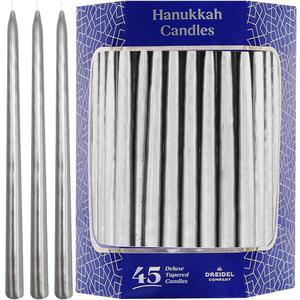 드레이델 컴퍼니 드리플리스 실버 프로스팅 프리미엄 테이퍼드 핸드 장식 메탈릭 하누카 캔들