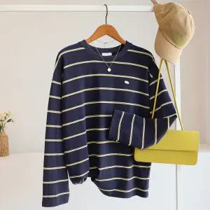 [잇수다] 멜터스 스트라이프 배색 루즈핏 라운드 긴팔티