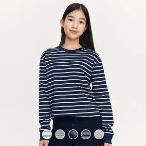 [지오다노주니어] 03025912 헤비 코튼 스트라이프 긴팔 티셔츠