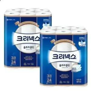 크리넥스 3겹 울트라클린 25M 24롤 2팩 화장지 휴지 두루마리