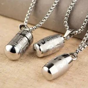 티타늄강 소형 약통 목걸이 휴대용 알약 캡슐 보관통