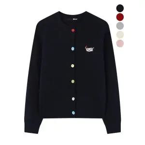 [BNX]컬러 버튼 도그 자수 니트 가디건 (BX4CD003L0)