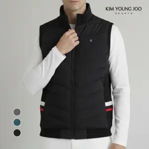 김영주스포츠 남성 골프조끼 집업 니트패딩 하프넥 다운 베스트 방한 KRMV5607