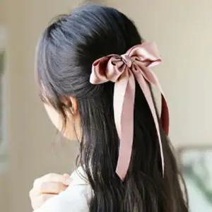 [콩심팥심]빅 리본 헤어핀 핑크 반머리 포니테일 클래식 청순
