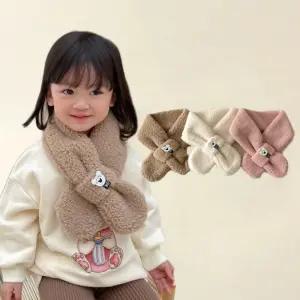 포근곰 양털 크로스 네키 머플러 목도리 아동 여아 남아 단색 스카프 방한 보온