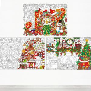파시미 크리스마스 대형 컬러링 시트 3종 세트 자이언트 포스터 43.31 x 31.5 인치 홀리데이 겨울 컬러 식탁보 교실 벽 크기 재미있는 활동 파티 선물 선호